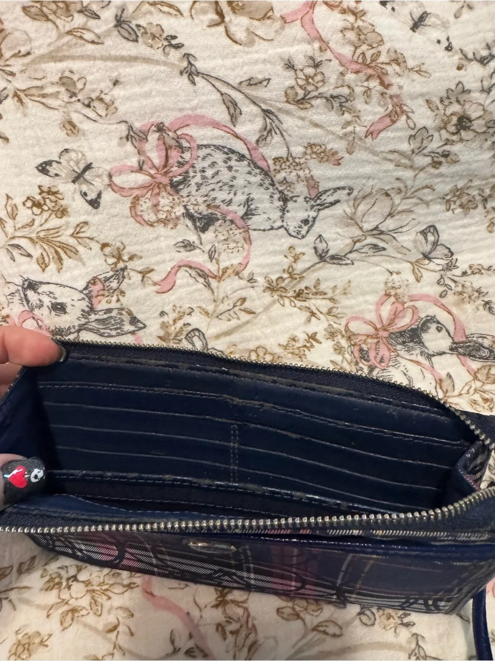 Coach Poppy Navy Tartan Wristlet Wallet
